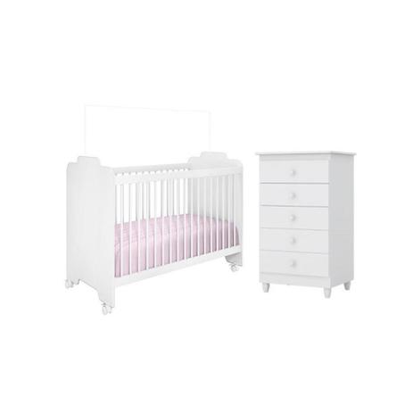 Quarto Infantil com Cômoda Vitória e Berço Ternura Branco - Peternella Menor preço em Quarto Infantil com Cômoda Vitória e Berço Ternura Branco - Peternella