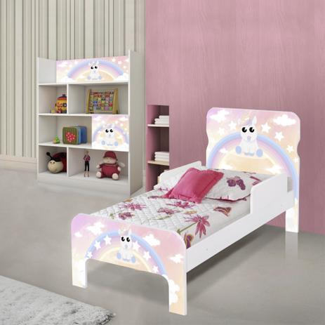 Quarto Infantil com Estante Cama Unicórnio Baby com Colchão - Casah Menor preço em Quarto Infantil com Estante Cama Unicórnio Baby com Colchão - Casah