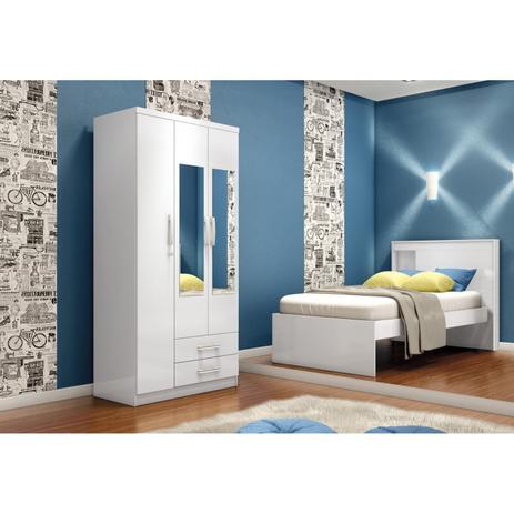 Quarto Infantil com Guarda Roupa com Espelho Londres e Cama Selfie Siena Móveis Flex Color Branco Menor preço em Quarto Infantil com Guarda Roupa com Espelho Londres e Cama Selfie Siena Móveis Flex Color Branco