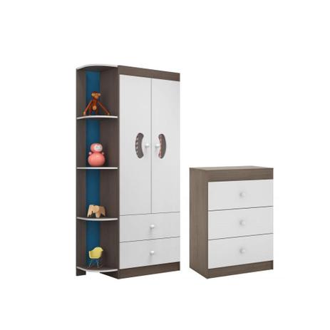 Quarto Infantil com Guarda Roupa e Cômoda Ternura Branco Malbec - Peternella Menor preço em Quarto Infantil com Guarda Roupa e Cômoda Ternura Branco Malbec - Peternella