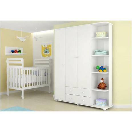 Quarto Infantil com Guarda Roupa Lorena e Berço Mini Cama Bella Branco - Phoenix Baby - Fenix Menor preço em Quarto Infantil com Guarda Roupa Lorena e Berço Mini Cama Bella Branco - Phoenix Baby - Fenix