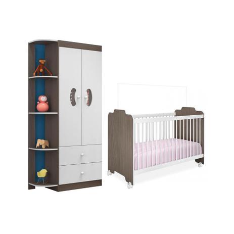 Quarto Infantil com Guarda Roupa Ternura e Berço Ternura Branco Malbec - Peternella Menor preço em Quarto Infantil com Guarda Roupa Ternura e Berço Ternura Branco Malbec - Peternella