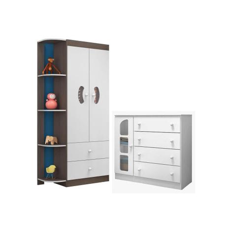 Menor preço em Quarto Infantil com Guarda Roupa Ternura e Cômoda Ametista Branco Malbec - Peternella
