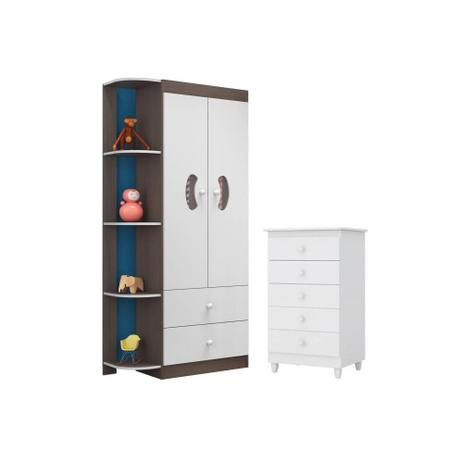 Quarto Infantil com Guarda Roupa Ternura e Cômoda Vitória Branco Malbec - Peternella Menor preço em Quarto Infantil com Guarda Roupa Ternura e Cômoda Vitória Branco Malbec - Peternella
