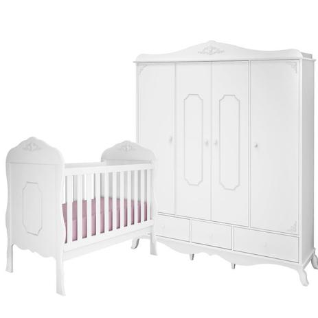 Quarto Infantil com Guarda Roupas Realeza Provençal 4 Portas e Berço Realeza - Moveis Canaã - Móveis canaã Menor preço em Quarto Infantil com Guarda Roupas Realeza Provençal 4 Portas e Berço Realeza - Moveis Canaã - Móveis canaã