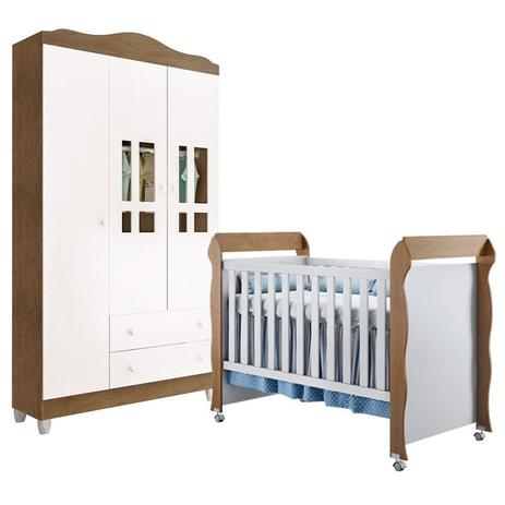 Quarto Infantil com Roupeiro Ariel 3 e Berço Mini Cama Mirelle Branco Fosco/Amad - Carolina Móveis - Carolina moveis Menor preço em Quarto Infantil com Roupeiro Ariel 3 e Berço Mini Cama Mirelle Branco Fosco/Amad - Carolina Móveis - Carolina moveis