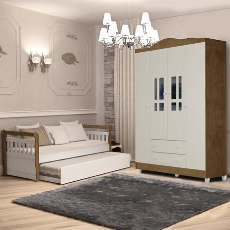 Quarto Infantil com Roupeiro Ariel 4 e Cama Babá Julia c/ Aux. Branco Fosco/Amd - Carolina Móveis - Carolina moveis Menor preço em Quarto Infantil com Roupeiro Ariel 4 e Cama Babá Julia c/ Aux. Branco Fosco/Amd - Carolina Móveis - Carolina moveis