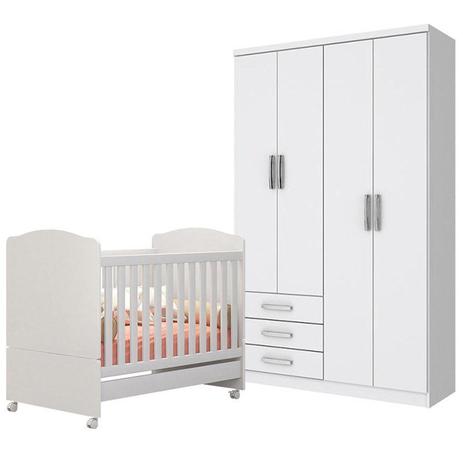 Quarto Infantil com Roupeiro Caju 4 e Berço Pérola - Móveis Henn/Peternella Móveis Menor preço em Quarto Infantil com Roupeiro Caju 4 e Berço Pérola - Móveis Henn/Peternella Móveis