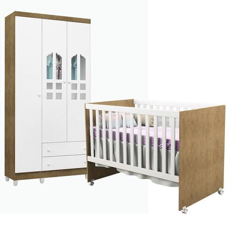 Quarto Infantil com Roupeiro Selena 3 e Berço Mini Cama Gabi Branco Fosco/Amad - Carolina Móveis - Carolina moveis Menor preço em Quarto Infantil com Roupeiro Selena 3 e Berço Mini Cama Gabi Branco Fosco/Amad - Carolina Móveis - Carolina moveis
