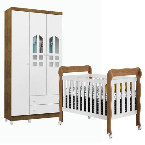 Quarto Infantil com Roupeiro Selena 3 e Berço Mini Cama Lila Branco Fosco/Amad - Carolina Móveis - Carolina moveis Menor preço em Quarto Infantil com Roupeiro Selena 3 e Berço Mini Cama Lila Branco Fosco/Amad - Carolina Móveis - Carolina moveis