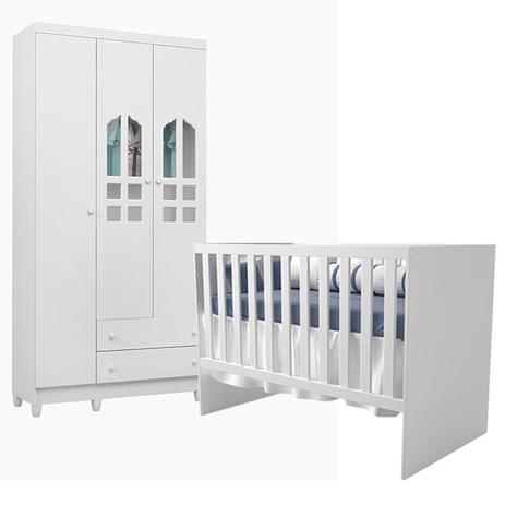 Quarto Infantil com Roupeiro Selena 3 e Berço Multifuncional Flora Branco Brilho- Carolina Móveis - Carolina moveis Menor preço em Quarto Infantil com Roupeiro Selena 3 e Berço Multifuncional Flora Branco Brilho- Carolina Móveis - Carolina moveis