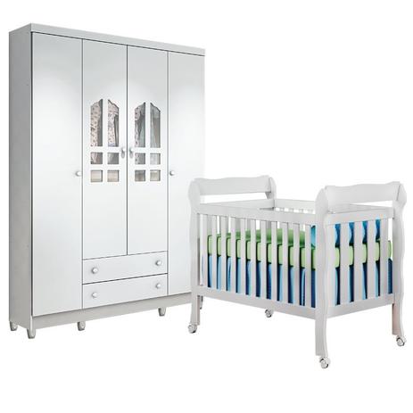 Quarto Infantil com Roupeiro Selena 4 e Berço Mini Cama Lila Branco Brilho - Carolina Móveis - Carolina moveis Menor preço em Quarto Infantil com Roupeiro Selena 4 e Berço Mini Cama Lila Branco Brilho - Carolina Móveis - Carolina moveis