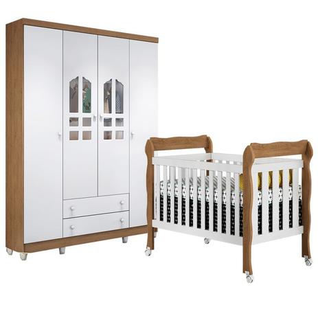 Quarto Infantil com Roupeiro Selena 4 e Berço Mini Cama Lila Branco Fosco/Amad - Carolina Móveis - Carolina moveis Menor preço em Quarto Infantil com Roupeiro Selena 4 e Berço Mini Cama Lila Branco Fosco/Amad - Carolina Móveis - Carolina moveis