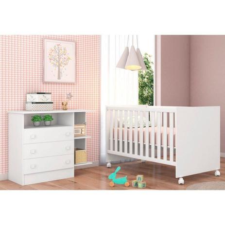 Quarto Infantil Cômoda com Nicho e Berço Mini Cama Doce Sonho Branco - Qmovi é boa?
