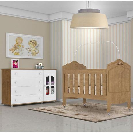 Quarto Infantil Cômoda e Berço Provence Amêndoa/Branco - Planet Baby Menor preço em Quarto Infantil Cômoda e Berço Provence Amêndoa/Branco - Planet Baby