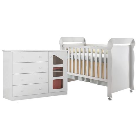 Quarto Infantil Cômoda Eloisa e Berço Mirelle Branco Brilho - Phoenix Baby/Carolina Móveis Menor preço em Quarto Infantil Cômoda Eloisa e Berço Mirelle Branco Brilho - Phoenix Baby/Carolina Móveis