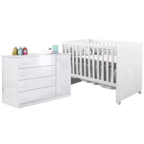 Quarto Infantil Cômoda Helena e Berço Gabi Branco Brilho - Phoenix Baby/Carolina Móveis Menor preço em Quarto Infantil Cômoda Helena e Berço Gabi Branco Brilho - Phoenix Baby/Carolina Móveis