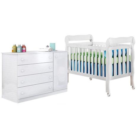 Quarto Infantil Cômoda Helena e Berço Lila Branco Brilho - Phoenix Baby/Carolina Móveis Menor preço em Quarto Infantil Cômoda Helena e Berço Lila Branco Brilho - Phoenix Baby/Carolina Móveis