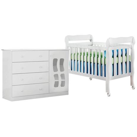 Quarto Infantil Cômoda Leticia e Berço Lila Branco Brilho - Phoenix Baby/Carolina Móveis Menor preço em Quarto Infantil Cômoda Leticia e Berço Lila Branco Brilho - Phoenix Baby/Carolina Móveis