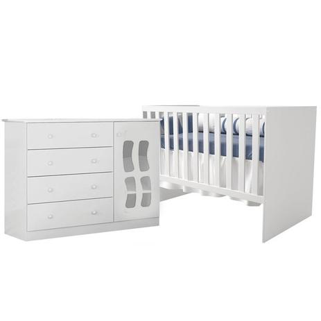 Quarto Infantil Cômoda Leticia e Berço Multifuncional Flora Branco - Phoenix Baby/Carolina Móveis Menor preço em Quarto Infantil Cômoda Leticia e Berço Multifuncional Flora Branco - Phoenix Baby/Carolina Móveis