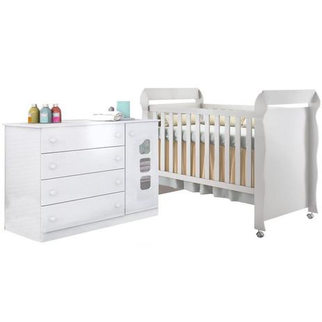 Quarto Infantil Cômoda Livia e Berço Mirelle Branco Brilho - Phoenix Baby/Carolina Móveis Menor preço em Quarto Infantil Cômoda Livia e Berço Mirelle Branco Brilho - Phoenix Baby/Carolina Móveis