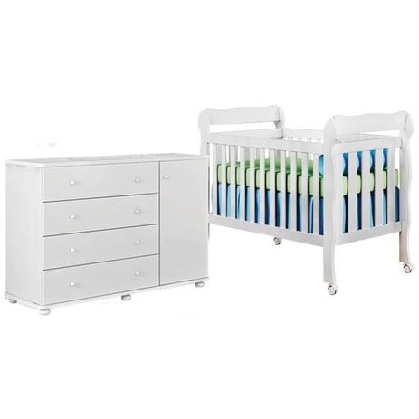 Quarto Infantil Cômoda Lorena s/ Nicho e Berço Lila Branco Brilho - Phoenix Baby/Carolina Móveis Menor preço em Quarto Infantil Cômoda Lorena s/ Nicho e Berço Lila Branco Brilho - Phoenix Baby/Carolina Móveis
