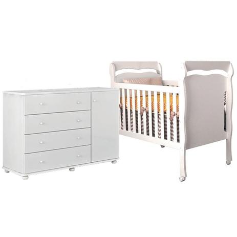 Quarto Infantil Cômoda Lorena s/ Nicho e Berço Nanda Branco Brilho - Phoenix Baby/Carolina Móveis Menor preço em Quarto Infantil Cômoda Lorena s/ Nicho e Berço Nanda Branco Brilho - Phoenix Baby/Carolina Móveis