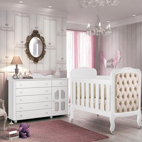Quarto Infantil Cômoda Provence e Berço Imperial Branco - Planet Baby Menor preço em Quarto Infantil Cômoda Provence e Berço Imperial Branco - Planet Baby