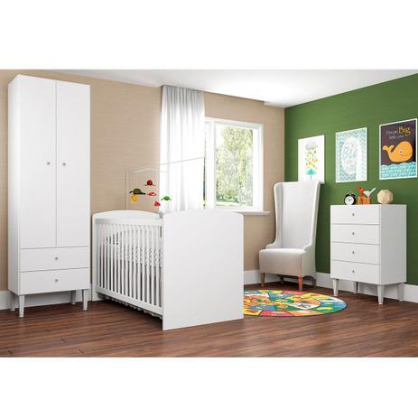 Jogo de Quarto Infantil Completo Nuvem com Guarda Roupa 4 Portas, Cômoda 1  Porta e Berço Branco - Phoenix Baby - Móveis para Quarto - Magazine Luiza