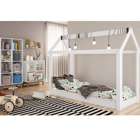 Quarto Infantil Completo com Cama e 2 Estantes Retrô Completa Móveis Branco Menor preço em Quarto Infantil Completo com Cama e 2 Estantes Retrô Completa Móveis Branco
