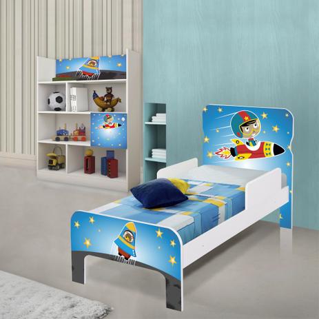 Quarto Infantil Completo com Estante e Cama Astronauta com Colchão - Casah Menor preço em Quarto Infantil Completo com Estante e Cama Astronauta com Colchão - Casah