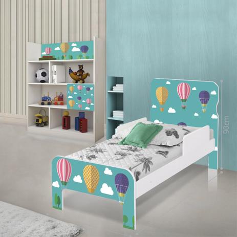 Quarto Infantil Completo com Estante e Cama Balões no Céu - Casah Menor preço em Quarto Infantil Completo com Estante e Cama Balões no Céu - Casah