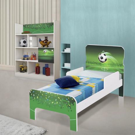 Quarto Infantil Completo com Estante e Cama Copa Futebol com Colchão - Casah Menor preço em Quarto Infantil Completo com Estante e Cama Copa Futebol com Colchão - Casah