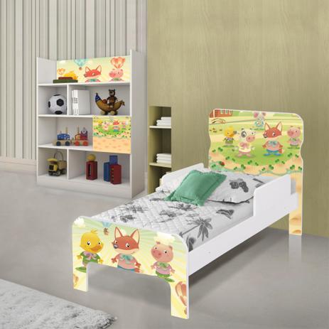 Quarto Infantil Completo com Estante e Cama Fazendinha Animais com Colchão - Casah Menor preço em Quarto Infantil Completo com Estante e Cama Fazendinha Animais com Colchão - Casah