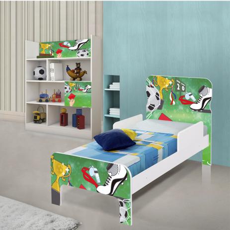 Quarto Infantil Completo com Estante e Cama Futebol Placar com Colchão - Casah Menor preço em Quarto Infantil Completo com Estante e Cama Futebol Placar com Colchão - Casah