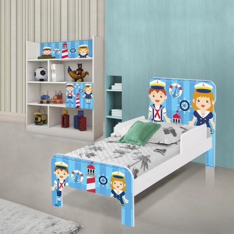 Quarto Infantil Completo com Estante e Cama Marinheiros com Colchão - Casah Menor preço em Quarto Infantil Completo com Estante e Cama Marinheiros com Colchão - Casah