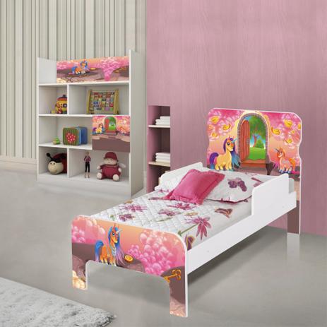 Quarto Infantil Completo com Estante e Cama Unicórnios Mágicos com Colchão - Casah Menor preço em Quarto Infantil Completo com Estante e Cama Unicórnios Mágicos com Colchão - Casah