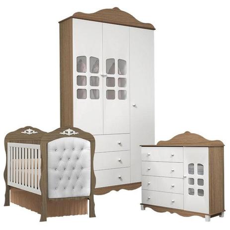 Quarto Infantil Completo Imperial 3 Portas Wengue com Berço Realeza - Moveis Canaã Menor preço em Quarto Infantil Completo Imperial 3 Portas Wengue com Berço Realeza - Moveis Canaã