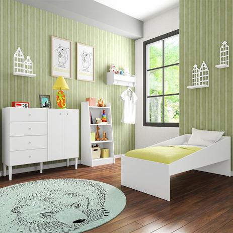 Quarto Infantil Completo Mini Cama Solteiro Cômoda 4 Gavetas 2 Portas Estante 4 Prateleiras Nicho Alegria Branco - Art In Móveis Menor preço em Quarto Infantil Completo Mini Cama Solteiro Cômoda 4 Gavetas 2 Portas Estante 4 Prateleiras Nicho Alegria Branco - Art In Móveis