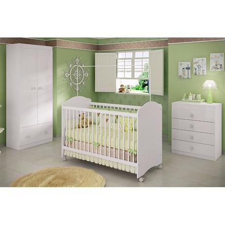 Quarto Infantil Completo Satriani com Berço/Guarda Roupa/Cômoda Branco - Móveis Estrela Menor preço em Quarto Infantil Completo Satriani com Berço/Guarda Roupa/Cômoda Branco - Móveis Estrela