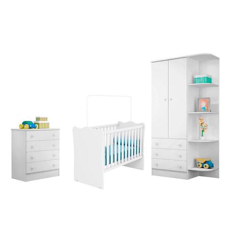 Quarto Infantil Doce Sonho - Berço Simples Branco - Qmovi Menor preço em Quarto Infantil Doce Sonho - Berço Simples Branco - Qmovi