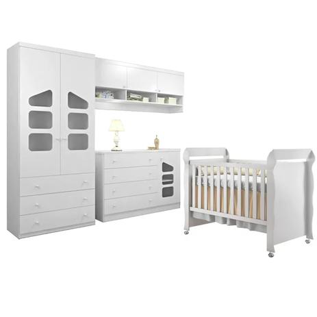 Quarto Infantil Eloisa 4 Peças com Berço Mirelle Branco Brilho - Phoenix Baby/Carolina Móveis Menor preço em Quarto Infantil Eloisa 4 Peças com Berço Mirelle Branco Brilho - Phoenix Baby/Carolina Móveis