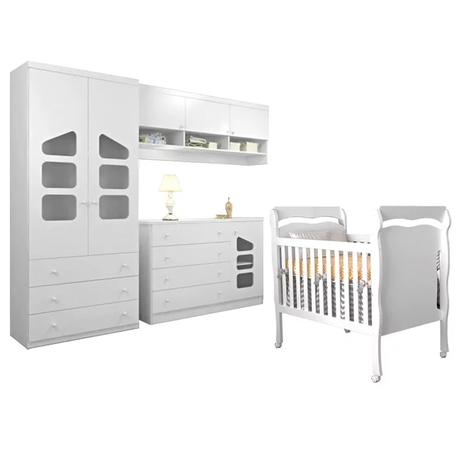 Quarto Infantil Eloisa 4 Peças com Berço Nanda Branco Brilho - Phoenix Baby/Carolina Móveis Menor preço em Quarto Infantil Eloisa 4 Peças com Berço Nanda Branco Brilho - Phoenix Baby/Carolina Móveis