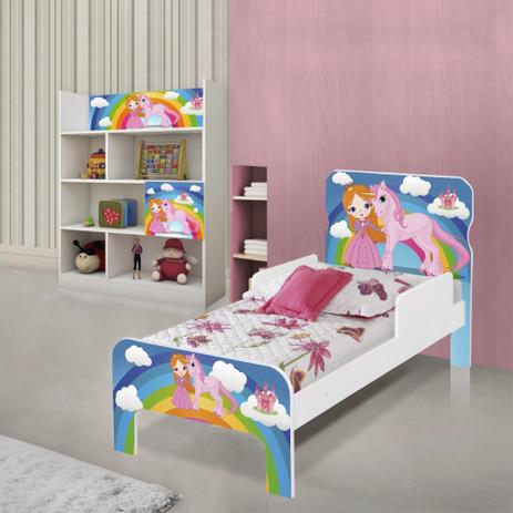 Quarto Infantil Estante e Cama Princesa Unicórnio - Casah Menor preço em Quarto Infantil Estante e Cama Princesa Unicórnio - Casah