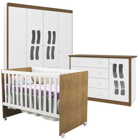 Quarto Infantil Leticia com Berço Gabi Branco Fosco/Amadeirado - Phoenix Baby/Carolina Móveis Menor preço em Quarto Infantil Leticia com Berço Gabi Branco Fosco/Amadeirado - Phoenix Baby/Carolina Móveis