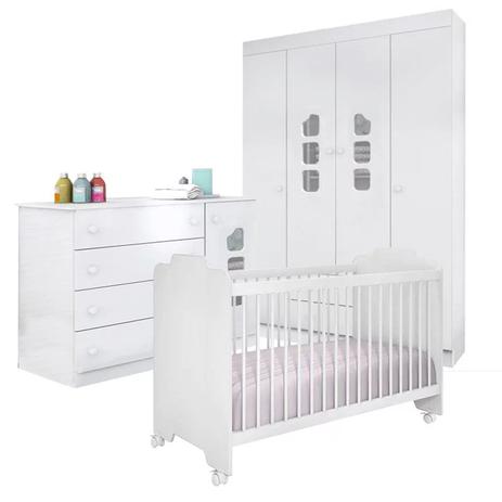 Quarto Infantil Livia com Berço Ternura Branco - Phoenix Baby/Peternella Móveis Menor preço em Quarto Infantil Livia com Berço Ternura Branco - Phoenix Baby/Peternella Móveis