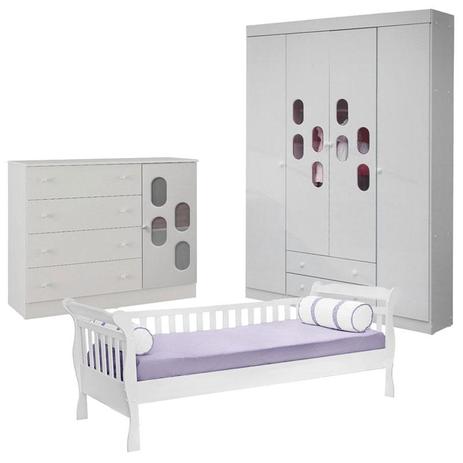 Quarto Infantil New Allegro com Cama Encanto Branco Brilho Canaã - Canaa baby Menor preço em Quarto Infantil New Allegro com Cama Encanto Branco Brilho Canaã - Canaa baby