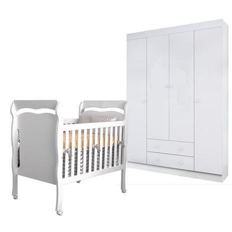 Quarto Infantil Roupeiro Helena e Berço Nanda Branco Brilho - Phoenix Baby/Carolina Móveis Menor preço em Quarto Infantil Roupeiro Helena e Berço Nanda Branco Brilho - Phoenix Baby/Carolina Móveis