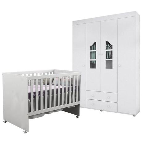 Quarto Infantil Roupeiro Isabele e Berço Gabi Branco Brilho - Phoenix Baby/Carolina Móveis Menor preço em Quarto Infantil Roupeiro Isabele e Berço Gabi Branco Brilho - Phoenix Baby/Carolina Móveis
