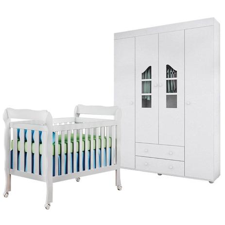 Quarto Infantil Roupeiro Isabele e Berço Lila Branco Brilho - Phoenix Baby/Carolina Móveis Menor preço em Quarto Infantil Roupeiro Isabele e Berço Lila Branco Brilho - Phoenix Baby/Carolina Móveis